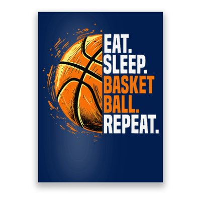 Eat Sleep Basketball Repeat Funny Basketball Lovers Poster