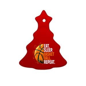 Eat Sleep Basketball Repeat Funny Basketball Lovers Ceramic Tree Ornament