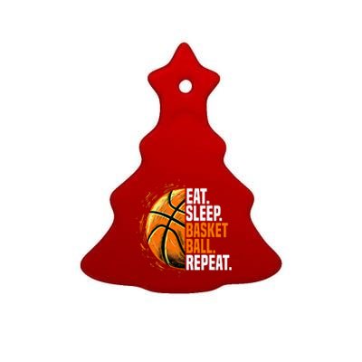 Eat Sleep Basketball Repeat Funny Basketball Lovers Ceramic Tree Ornament