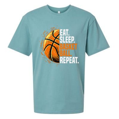 Eat Sleep Basketball Repeat Funny Basketball Lovers Sueded Cloud Jersey T-Shirt