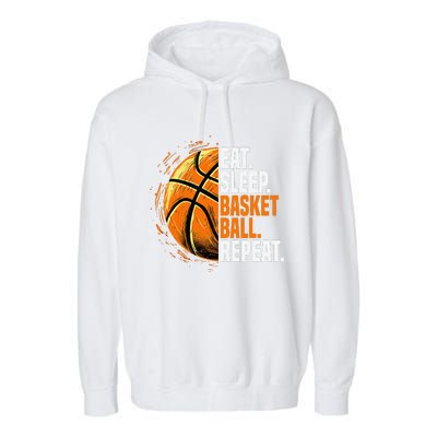 Eat Sleep Basketball Repeat Funny Basketball Lovers Garment-Dyed Fleece Hoodie