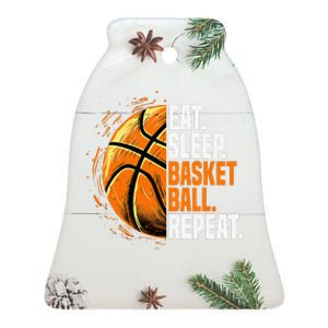 Eat Sleep Basketball Repeat Funny Basketball Lovers Ceramic Bell Ornament