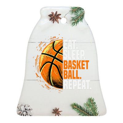 Eat Sleep Basketball Repeat Funny Basketball Lovers Ceramic Bell Ornament