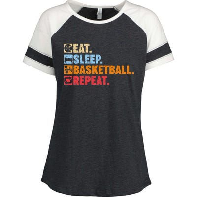 Eat Sleep Basketball Repeat Enza Ladies Jersey Colorblock Tee