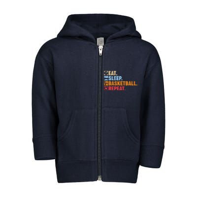 Eat Sleep Basketball Repeat Toddler Zip Fleece Hoodie