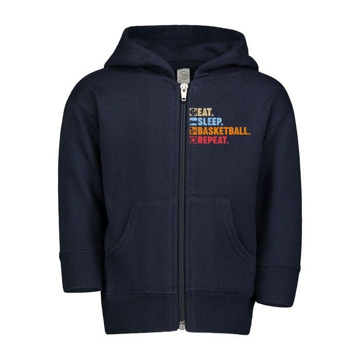 Eat Sleep Basketball Repeat Toddler Zip Fleece Hoodie