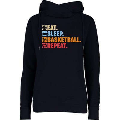 Eat Sleep Basketball Repeat Womens Funnel Neck Pullover Hood