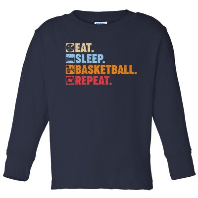 Eat Sleep Basketball Repeat Toddler Long Sleeve Shirt