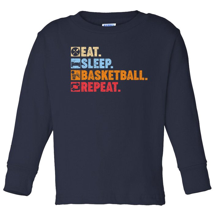 Eat Sleep Basketball Repeat Toddler Long Sleeve Shirt