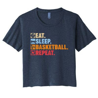 Eat Sleep Basketball Repeat Women's Crop Top Tee