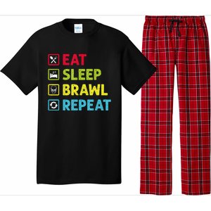 Eat Sleep Brawl Repeat Funny Video Gamer Gaming Pajama Set