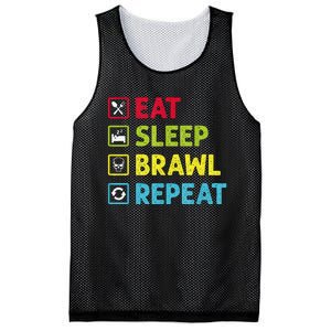 Eat Sleep Brawl Repeat Funny Video Gamer Gaming Mesh Reversible Basketball Jersey Tank