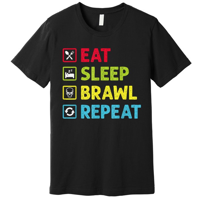 Eat Sleep Brawl Repeat Funny Video Gamer Gaming Premium T-Shirt