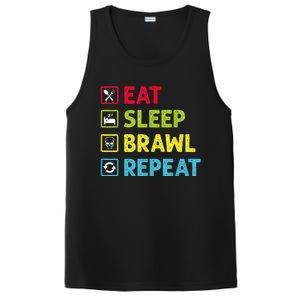 Eat Sleep Brawl Repeat Funny Video Gamer Gaming PosiCharge Competitor Tank