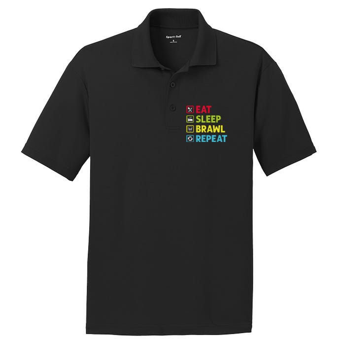 Eat Sleep Brawl Repeat Funny Video Gamer Gaming PosiCharge RacerMesh Polo