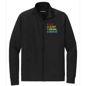 Eat Sleep Brawl Repeat Funny Video Gamer Gaming Stretch Full-Zip Cadet Jacket