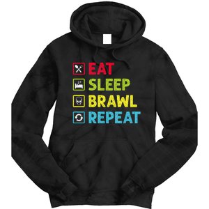 Eat Sleep Brawl Repeat Funny Video Gamer Gaming Tie Dye Hoodie