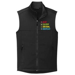 Eat Sleep Brawl Repeat Funny Video Gamer Gaming Collective Smooth Fleece Vest