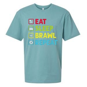 Eat Sleep Brawl Repeat Funny Video Gamer Gaming Sueded Cloud Jersey T-Shirt