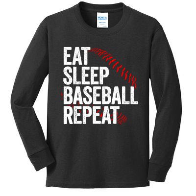 Eat Sleep Baseball Repeat Kids Long Sleeve Shirt