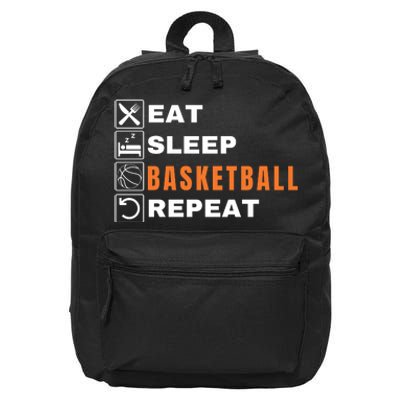 Eat Sleep Basketball Repeat, Sports Player, Funny Basketball 16 in Basic Backpack