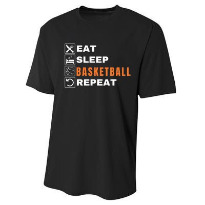 Eat Sleep Basketball Repeat, Sports Player, Funny Basketball Performance Sprint T-Shirt