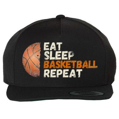 Eat Sleep Basketball Repeat Fun Basketball Fans Wool Snapback Cap