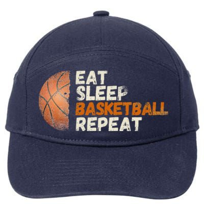 Eat Sleep Basketball Repeat Fun Basketball Fans 7-Panel Snapback Hat