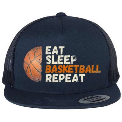 Eat Sleep Basketball Repeat Fun Basketball Fans Flat Bill Trucker Hat