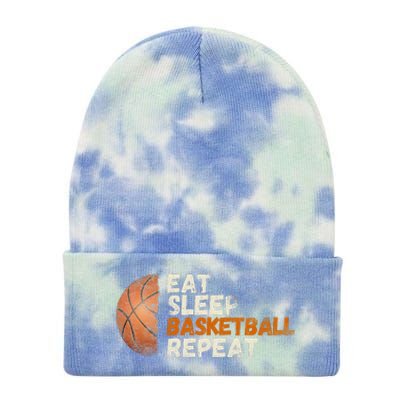 Eat Sleep Basketball Repeat Fun Basketball Fans Tie Dye 12in Knit Beanie