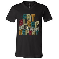 Eat Sleep Be Owen Repeat Funny Groovy Retro Owen V-Neck T-Shirt