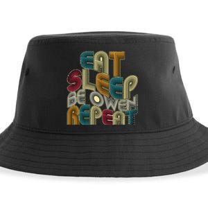 Eat Sleep Be Owen Repeat Funny Groovy Retro Owen Sustainable Bucket Hat