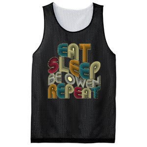 Eat Sleep Be Owen Repeat Funny Groovy Retro Owen Mesh Reversible Basketball Jersey Tank