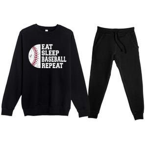 Eat Sleep Baseball Repeat Baseball Player Funny Baseball Premium Crewneck Sweatsuit Set