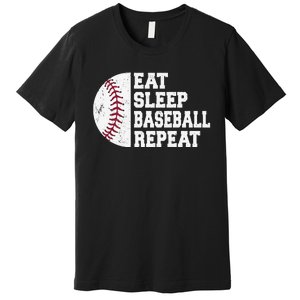 Eat Sleep Baseball Repeat Baseball Player Funny Baseball Premium T-Shirt