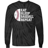 Eat Sleep Baseball Repeat Baseball Player Funny Baseball Tie-Dye Long Sleeve Shirt