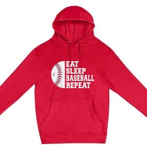 Eat Sleep Baseball Repeat Baseball Player Funny Baseball Premium Pullover Hoodie