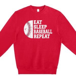 Eat Sleep Baseball Repeat Baseball Player Funny Baseball Premium Crewneck Sweatshirt