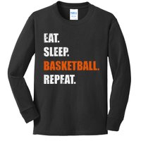 Eat Sleep Basketball Repeat Kids Long Sleeve Shirt