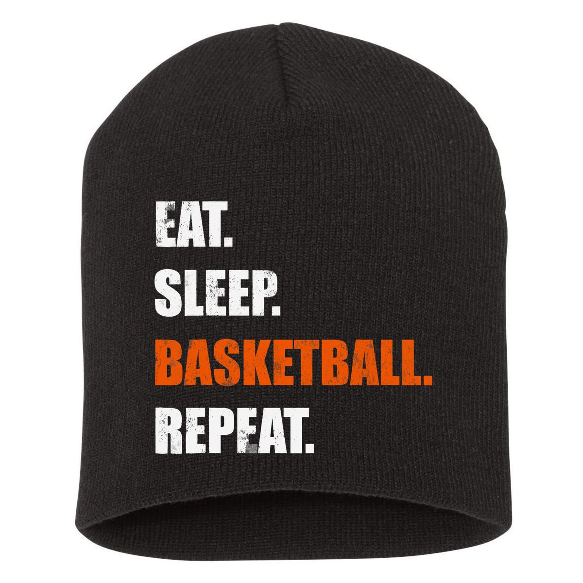 Eat Sleep Basketball Repeat Short Acrylic Beanie