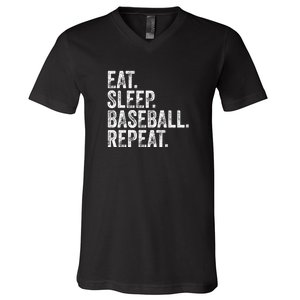 Eat Sleep Baseball Repeat V-Neck T-Shirt