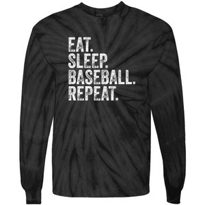 Eat Sleep Baseball Repeat Tie-Dye Long Sleeve Shirt