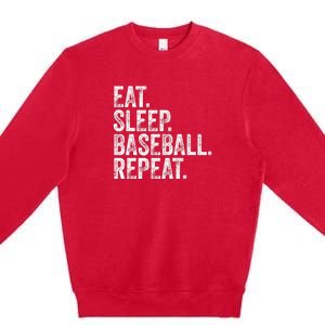 Eat Sleep Baseball Repeat Premium Crewneck Sweatshirt