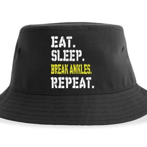 Eat Sleep Break Ankles Repeat Funny Basketball Gift Sustainable Bucket Hat