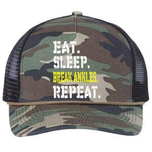 Eat Sleep Break Ankles Repeat Funny Basketball Gift Retro Rope Trucker Hat Cap