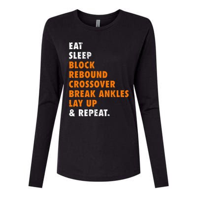 Eat Sleep Basketball Repeat Womens Cotton Relaxed Long Sleeve T-Shirt