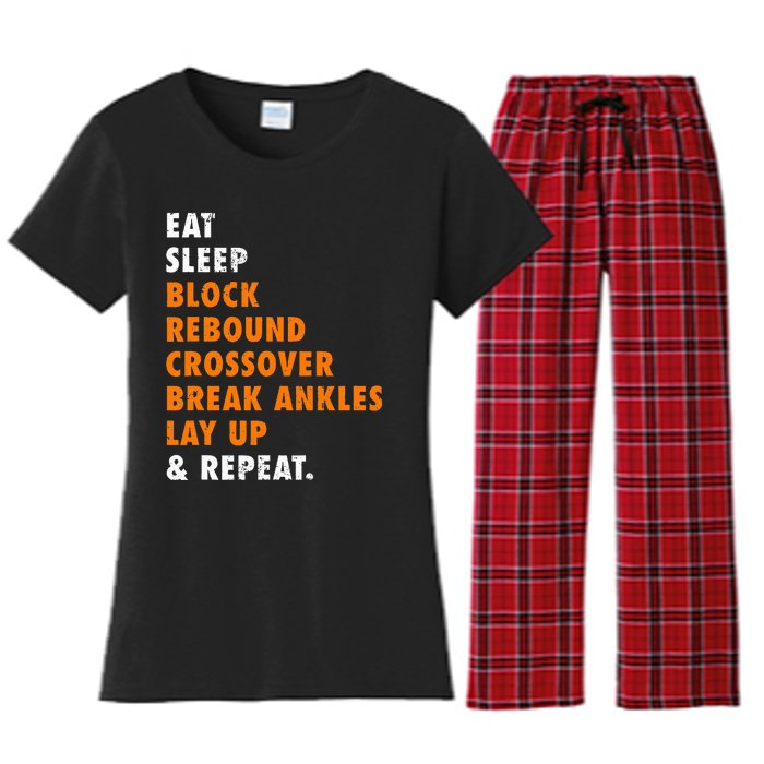 Eat Sleep Basketball Repeat Women's Flannel Pajama Set