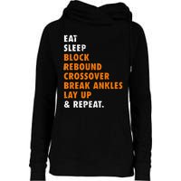 Eat Sleep Basketball Repeat Womens Funnel Neck Pullover Hood