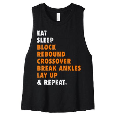 Eat Sleep Basketball Repeat Women's Racerback Cropped Tank