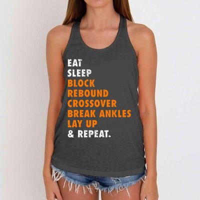 Eat Sleep Basketball Repeat Women's Knotted Racerback Tank